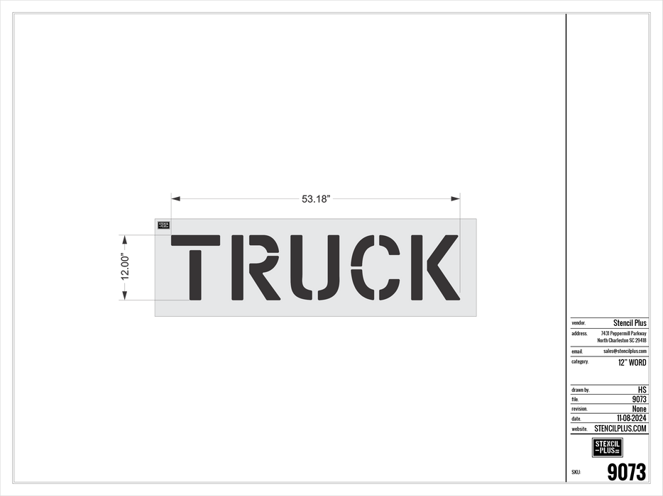 12" TRUCK- Pavement Marking Stencil