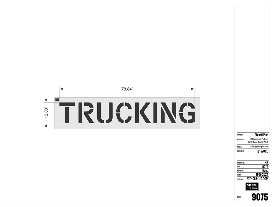 12" TRUCKING- Pavement Marking Stencil