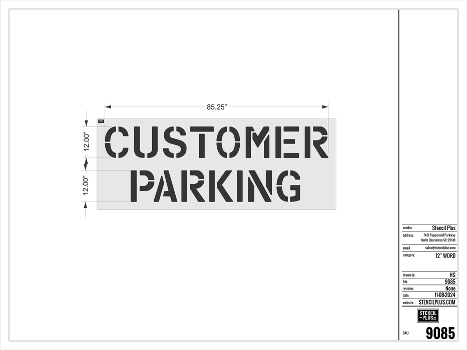12" CUSTOMER / PARKING Pavement Marking Stencil