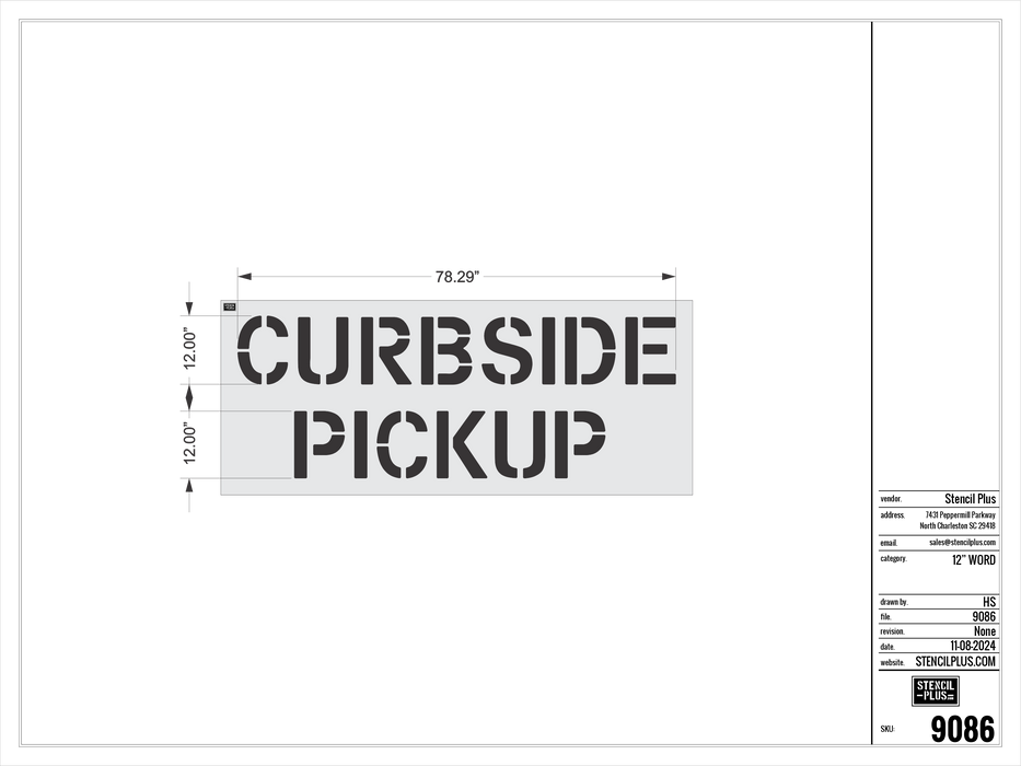 12" CURBSIDE / PICKUP Pavement Marking Stencil