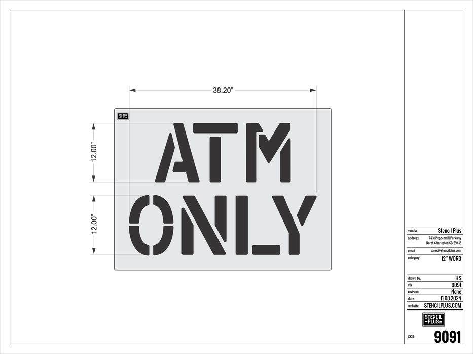 12" ATM / ONLY Pavement Marking Stencil