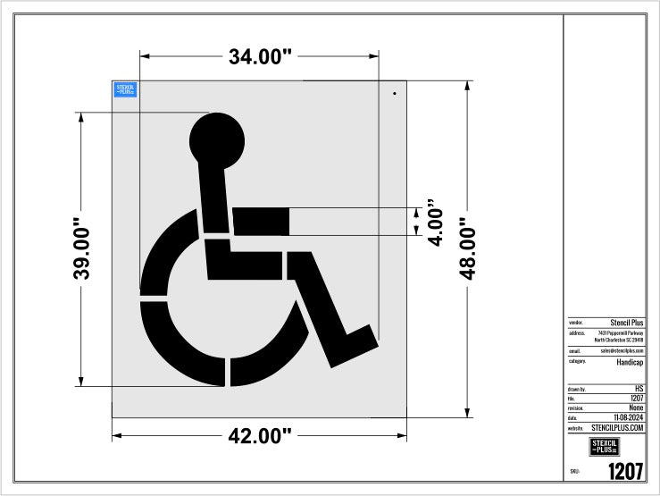 39" Handicap Symbol  Parking Lot Pavement Marking Stencil