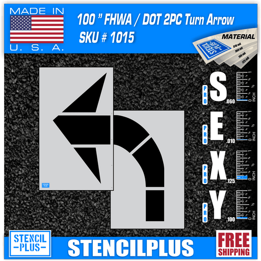 Stencil Plus Arrows 100" DOT Turn Arrow Parking Lot Pavement Marking Stencil