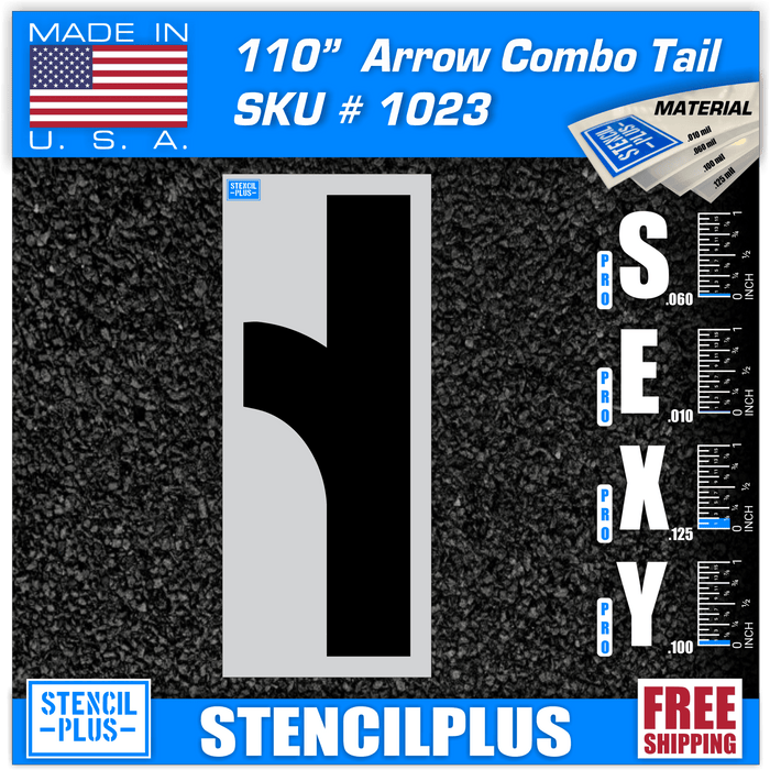 Stencil Plus Arrows 110" Combo Arrow Tail Parking Lot Pavement Marking Stencil