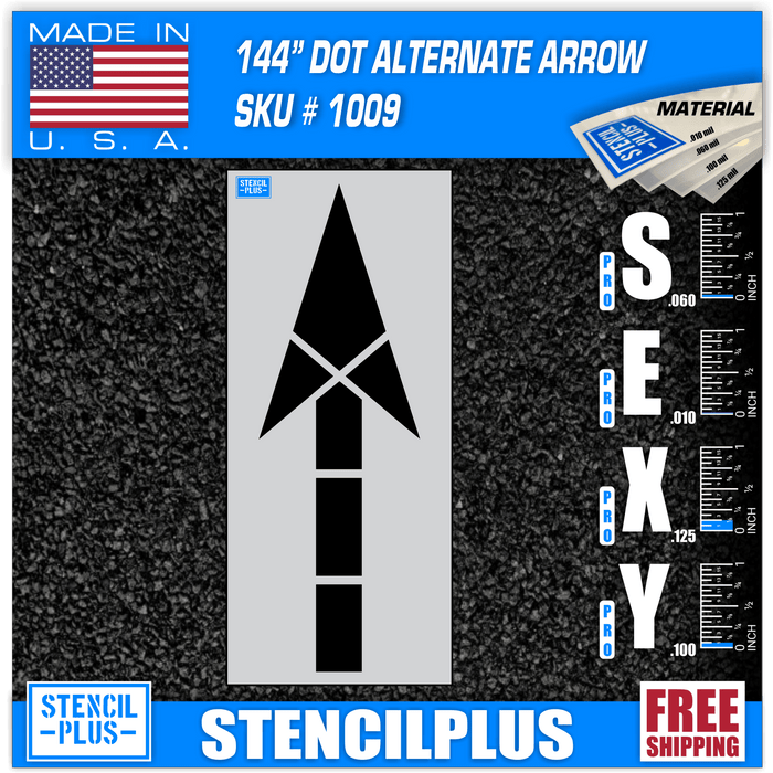 Stencil Plus Arrows 144" DOT Alternate Through Straight Arrow Pavement Marking Stencil