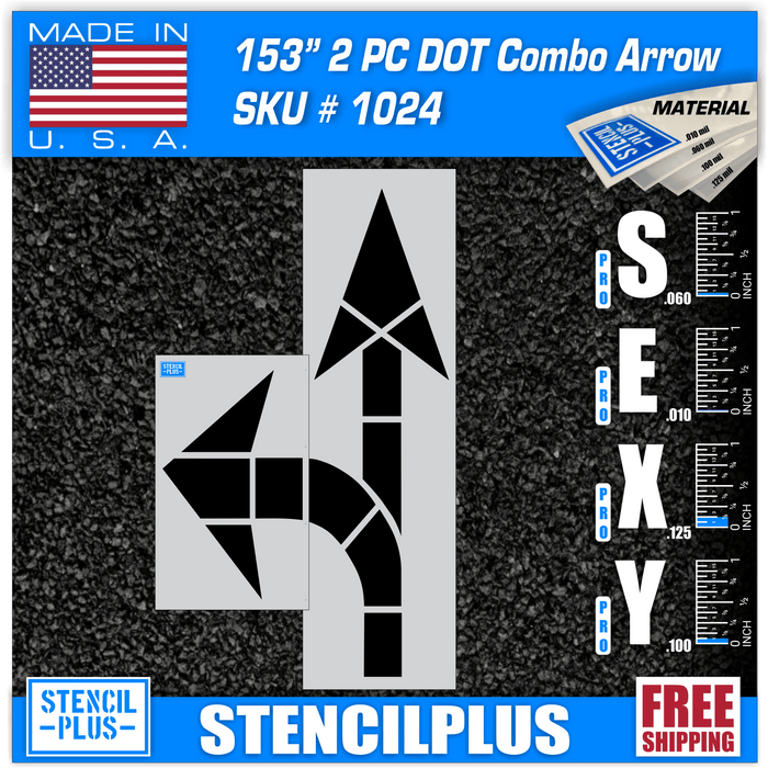 Stencil Plus Arrows 153" FHWA/DOT Combo Arrow Kit Pavement Marking Stencil