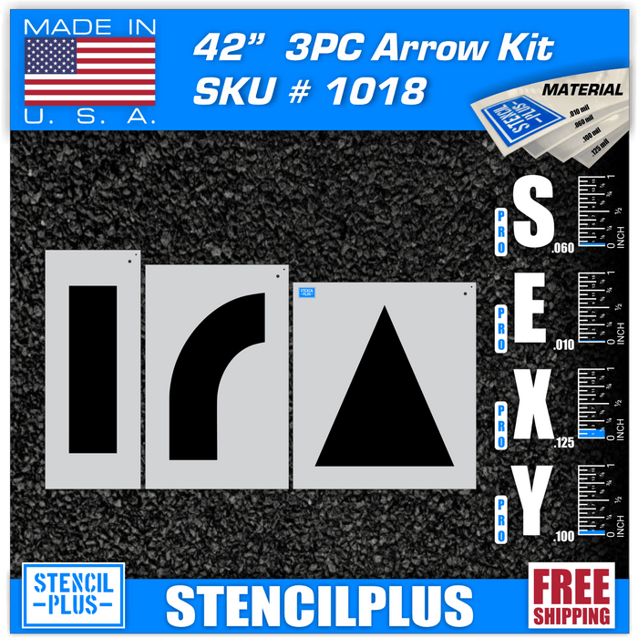 Stencil Plus Arrows 42" Arrow Combo Kit 3 pc Parking Lot  Pavement Marking Stencil