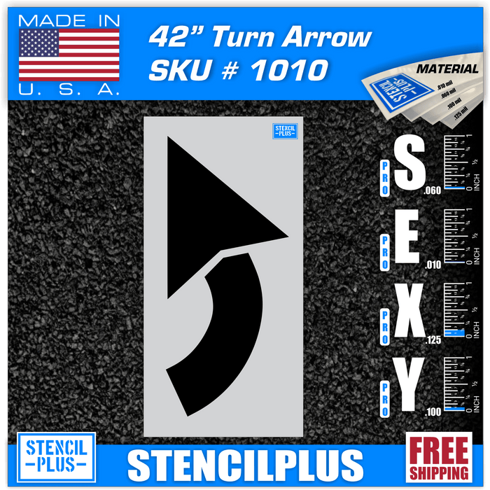 Stencil Plus Arrows 42" Turn Arrow Parking Lot Pavement Marking Stencil