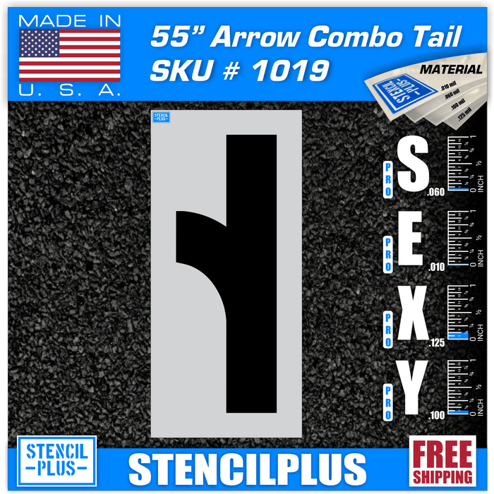 Stencil Plus Arrows 55" Combo Arrow Tail Stencil Pavement Marking  Parking Lot stencil