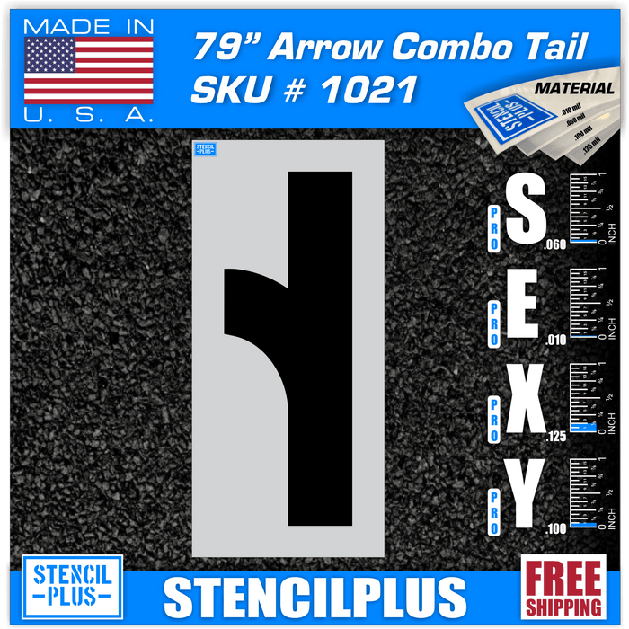 Stencil Plus Arrows 79" Combo Arrow Tail Parking Lot Pavement Marking Stencil