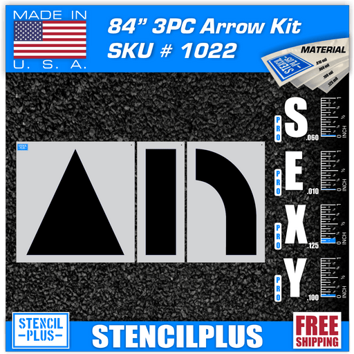Stencil Plus Arrows 84" Arrow Combo Kit 3 pc Parking Lot Pavement Marking Stencil