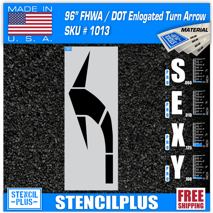 Stencil Plus Arrows 96" FHWA/DOT Elongated Turn Arrow Pavement Marking Stencil