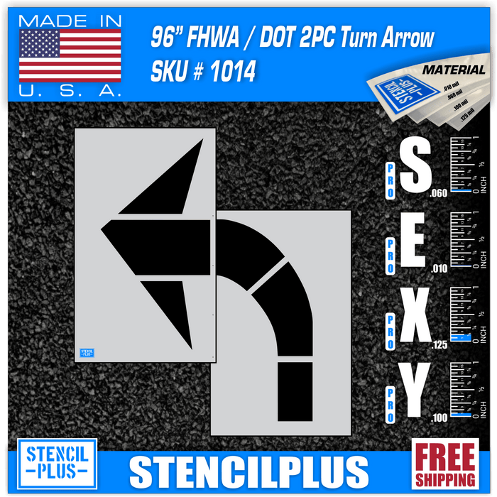Stencil Plus Arrows 96" FHWA/DOT Turn Arrow 2 PC Pavement Marking Stencil