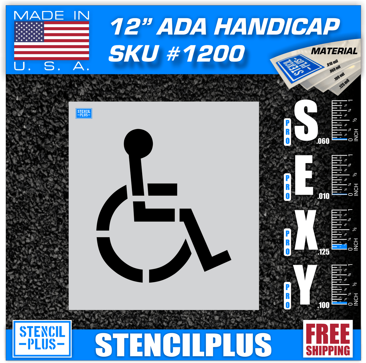 12” Handicap Stencil Parking Lot/ Pavement Marking — Stencil Plus
