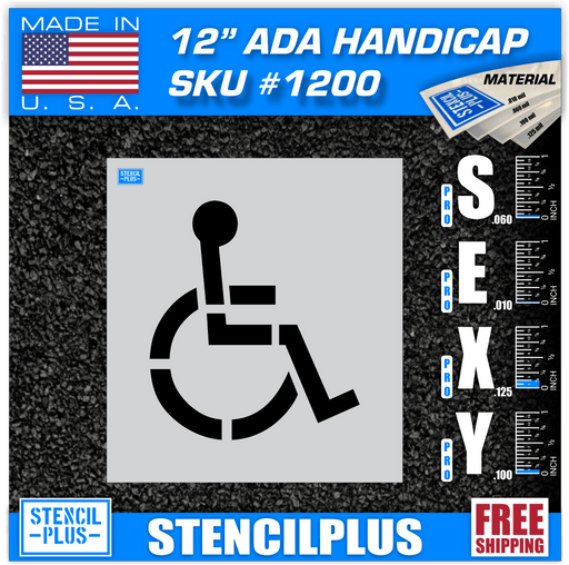 Stencil Plus Handicap Stencils .010 12” Handicap Stencil Parking Lot Pavement Marking Stencil