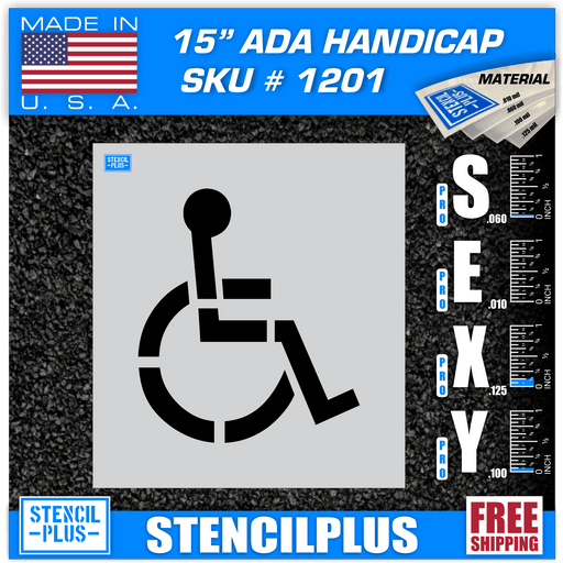 Stencil Plus Handicap Stencils 15” Handicap Stencil Parking Lot Pavement Marking Stencil