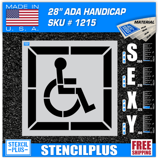 Stencil Plus Handicap Stencils .060 28” DOT Handicap Stencil with Square Outline 1 pc Parking Lot Pavement Marking Stencil