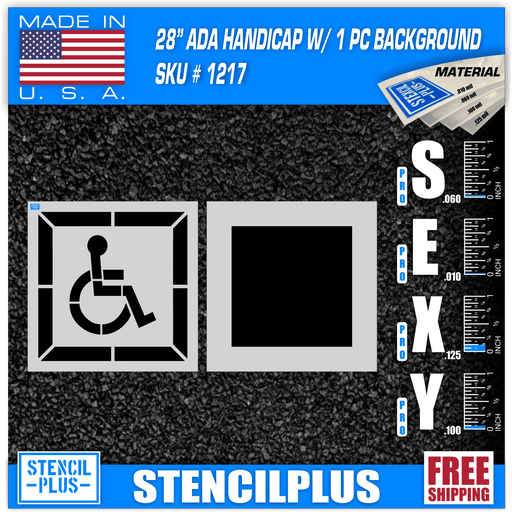 Stencil Plus Handicap Stencils 28" DOT Handicap w/ Square Background 2 pc Pavement Marking Stencil