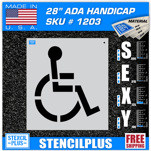 Stencil Plus Handicap Stencils .060 28” Handicap Stencil Parking Lot Pavement Marking Stencil
