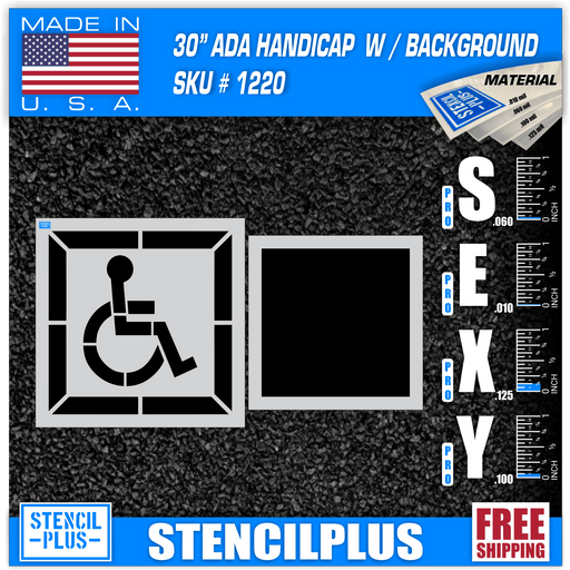 Stencil Plus Handicap Stencils 30” DOT Handicap Stencil w/ Outline and Background 2 pc Parking Lot Pavement Marking Stencil