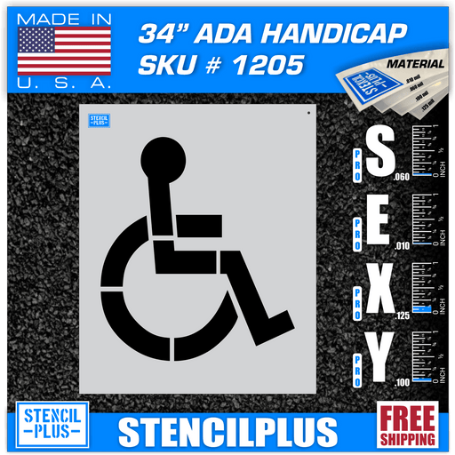 Stencil Plus Handicap Stencils .060 34” Handicap Stencil Parking Lot Stencil Pavement Marking Stencil
