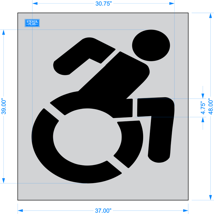 Stencil Plus Handicap Stencils 39" NYSDOT Handicap Accessible Icon Active Handicap   Parking Lot Pavement Marking Stencil