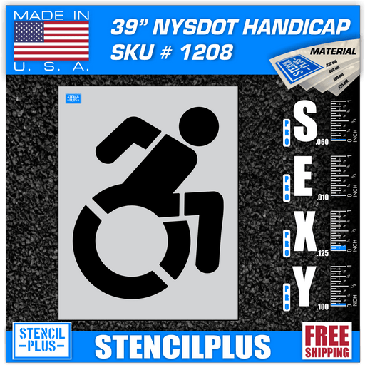 Stencil Plus Handicap Stencils .060 39" NYSDOT Handicap Accessible Icon Active Handicap   Parking Lot Pavement Marking Stencil