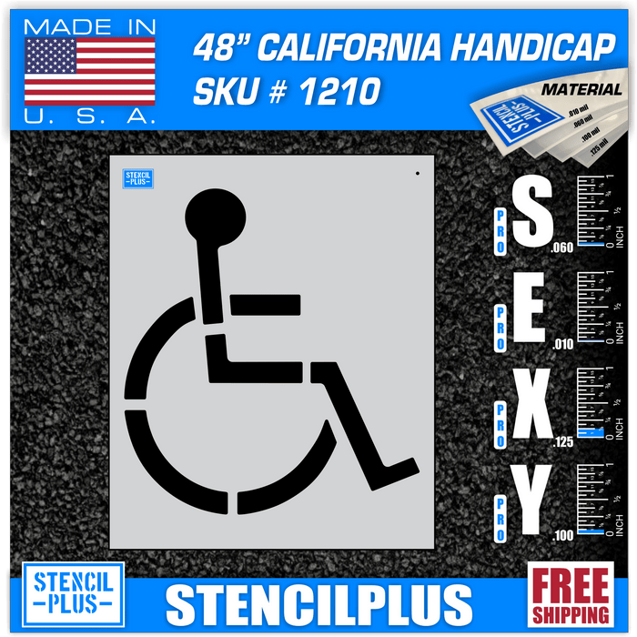 Stencil Plus Handicap Stencils .060 48"Handicap (3" Stroke -CA) Parking Lot Pavement Marking Stencil