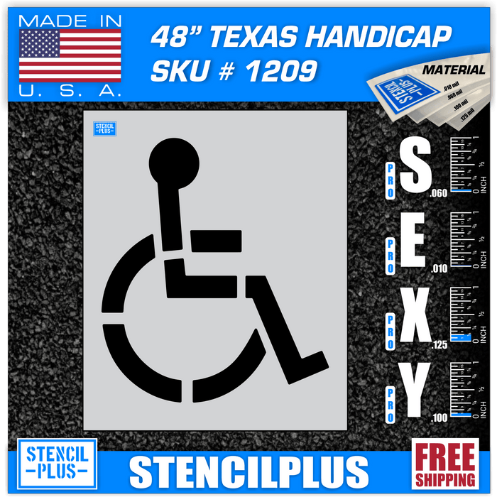 Stencil Plus Handicap Stencils .060 48"Handicap (4" Stroke -TX) Parking Lot Pavement Marking Stencil