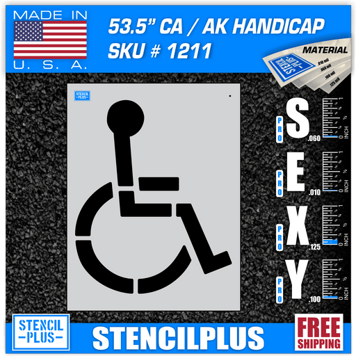 Stencil Plus Handicap Stencils .060 53.5" Handicap Symbol CA - Alaska DOT Parking Lot Pavement Marking  Stencil