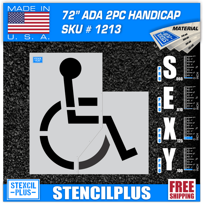 Stencil Plus Handicap Stencils .060 72" Handicap Parking Lot Pavement Marking Stencil