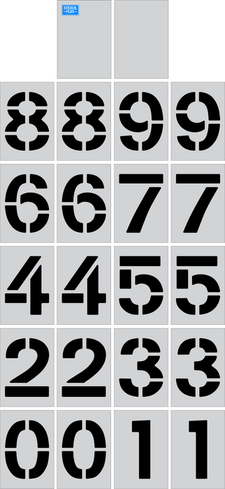 Stencil Plus Number Kits .060 / 22 18" X 9" Number Stencil Kits Parking Lot Pavement Marking Stencils