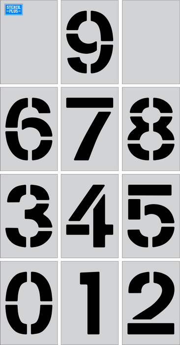 Stencil Plus Number Kits .060 / 12 18" X 9" Number Stencil Kits Parking Lot Pavement Marking Stencils