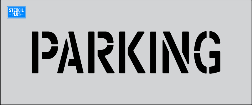 Stencil Plus Pavement Marking .010 4" Word - PARKING Parking Lot Pavement Marking Stencil