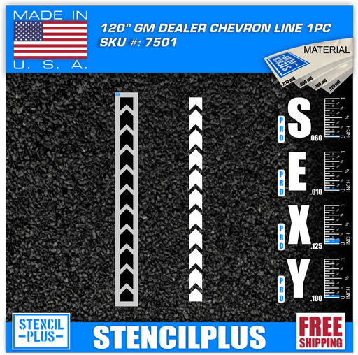 Stencil Plus Retail Chains .060 ML GM 120" Chevron Service Line Stencil
