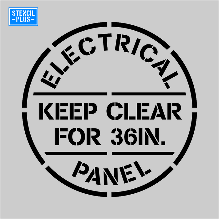 Stencil Plus Stencil .060 Circular ELECTRICAL PANEL KEEP CLEAR FOR 36IN Warehouse Industrial Safety OSHA Stencil