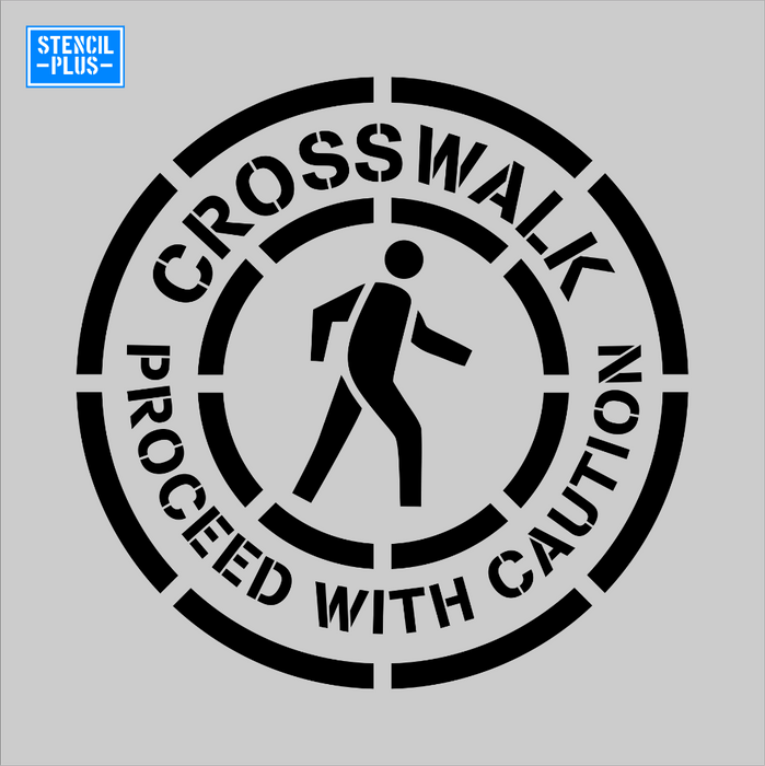 Stencil Plus Stencil .010 CROSSWALK PROCEED WITH CAUTION with Ped Symbol Safety Warehouse Industrial OSHA stencil