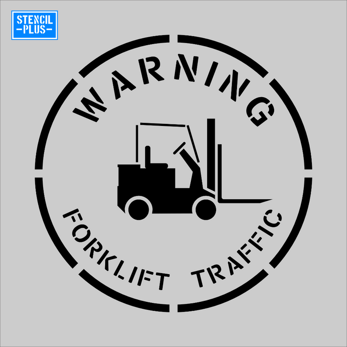 Stencil Plus Stencil .060 WARNING FORKLIFT TRAFFIC with Forklift Symbol Stencil/Warehouse/Industrial/Safety/OSHA Stencil