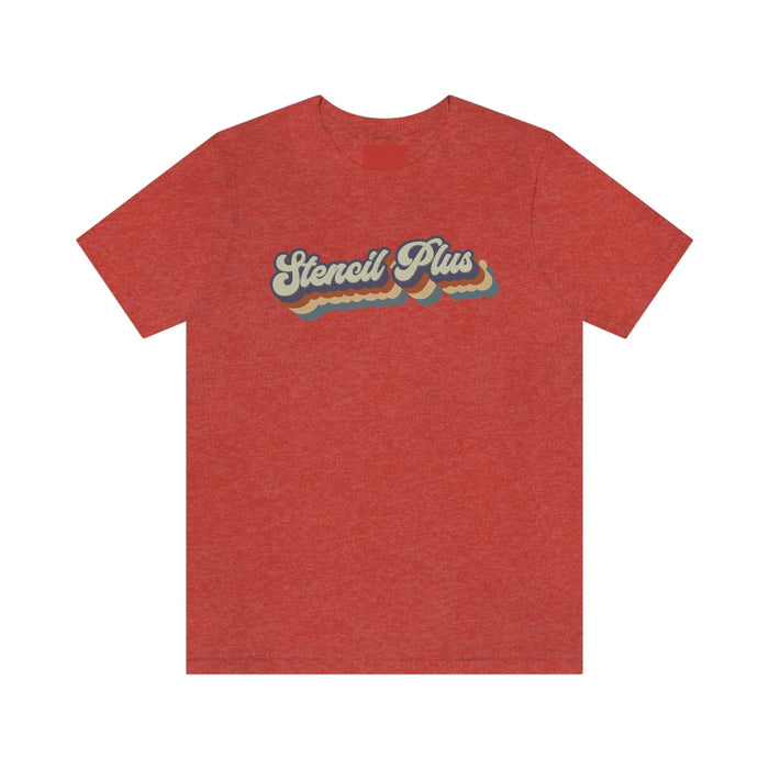 Stencil Plus T-Shirt Heather Red / S Stencil Plus Retro Design Short Sleeve Tee