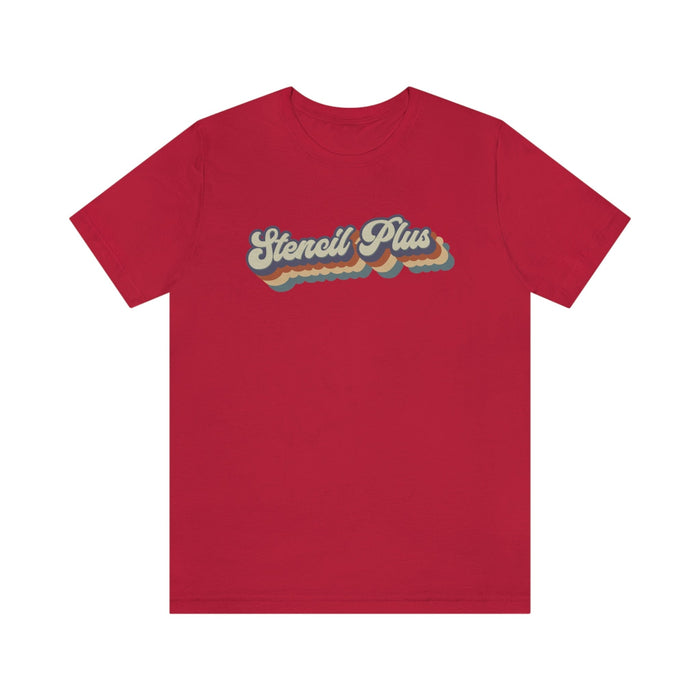 Stencil Plus T-Shirt Red / S Stencil Plus Retro Design Short Sleeve Tee