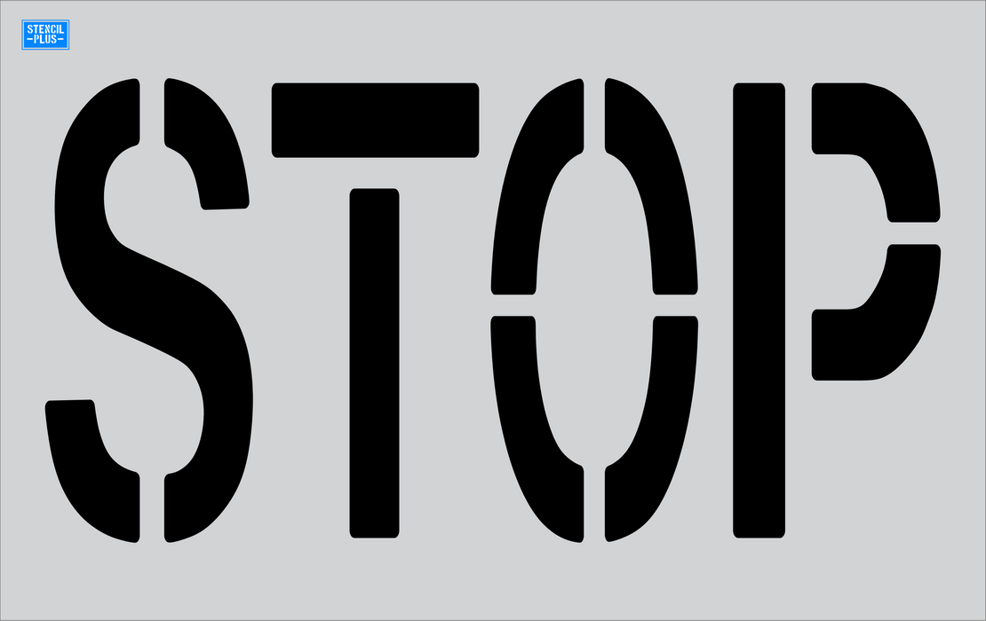 Stencil Plus Word Stencil .060 36" x 16" Word - STOP Parking Lot Pavement Marking Stencil