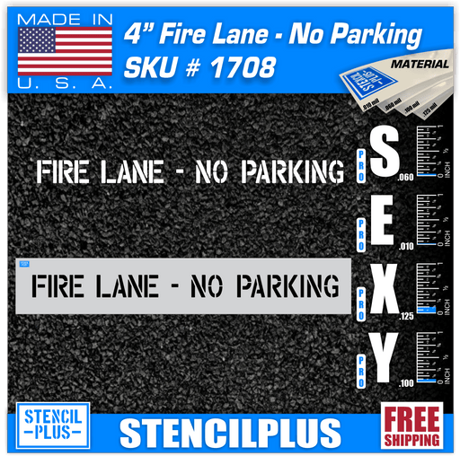 Stencil Plus Word Stencil 4" / .010 4" FIRE LANE - NO PARKING Parking Lot / Pavement Marking Stencil