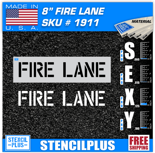 Stencil Plus Word Stencil .060 8" Word - FIRE LANE Parking Lot Pavement Marking Stencil