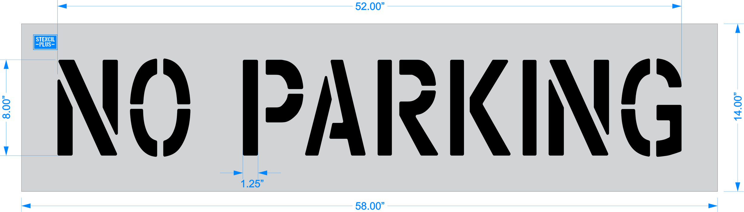 Stencil Plus Word Stencil 8" Word - NO PARKING Parking Lot Pavement Marking Stencil