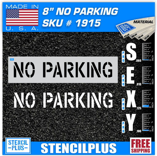 Stencil Plus Word Stencil .060 8" Word - NO PARKING Parking Lot Pavement Marking Stencil
