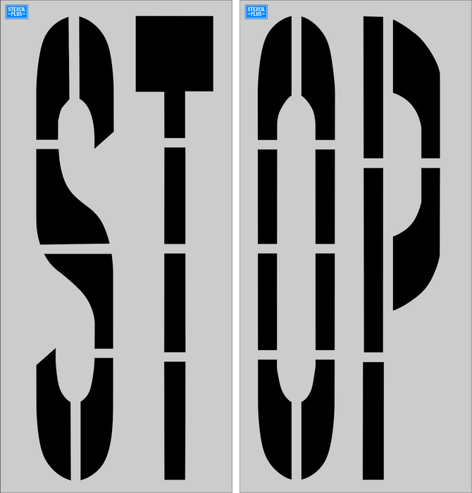 Stencil Plus Word Stencil 2 PC / .060 96" x 16" Word - STOP (DOT) Parking Lot Pavement Marking Stencil